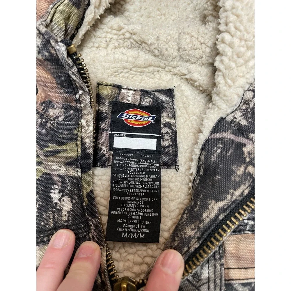 BOYS DICKIES SHERPA LINED DUCK Winter JACKET Medium CAMO‎ Zip Front